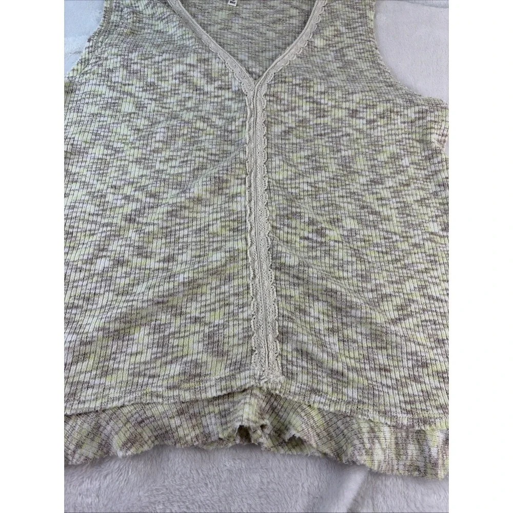 Ava James Variegated Knit Sweater Vest Sleeveless Top Lace Trim Med Soft Girl